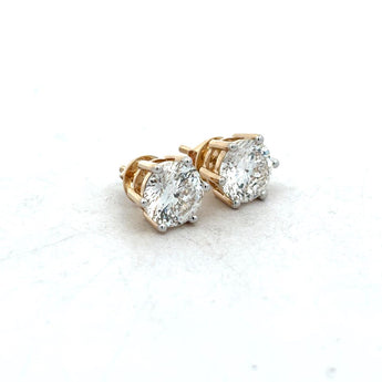 3 Carat Each Round Solitaire Diamond Studs
