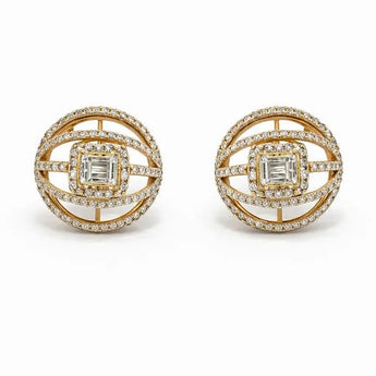 Baguette CenterSpherical Diamond Earrings