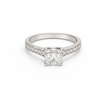 2 Carat Emerald Cut Diamond Ring featuring Hidden Halo Detail