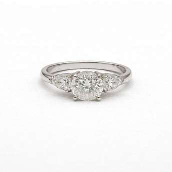 Exquisite 2.2ct Diamond Trilogy Engagement Ring with Pear Accents