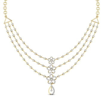 Buy Stunning Flowery Gold Diamond Necklace Online from Ivana Jewels Best lab grown diamond jewellery brand