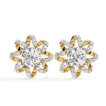 Buy Sunflower Diamond Stud Earring from Ivana Jewels Best lab grown diamond jewellery brand