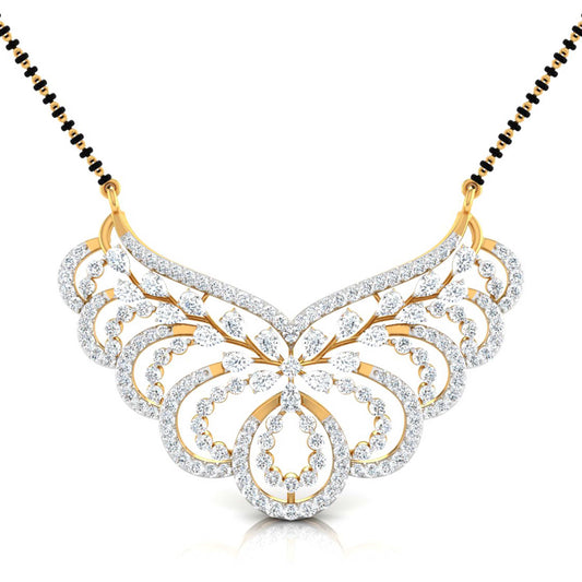 Pear & Round Cut Diamond Encrusted Floral Pendant