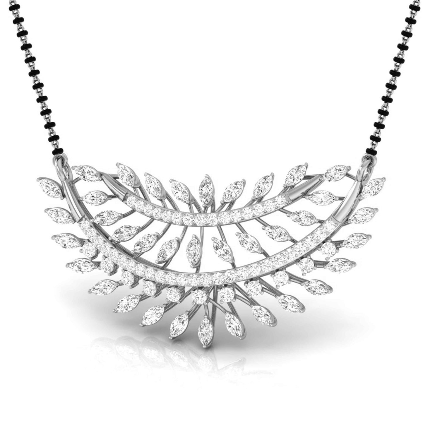 Marquise & Round Diamond Foliage Pendant