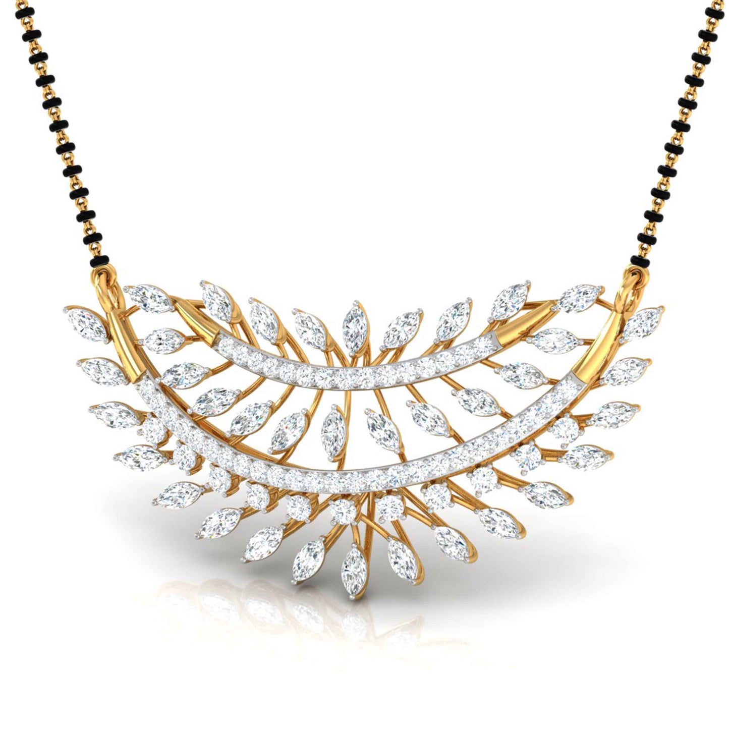 Marquise & Round Diamond Foliage Pendant