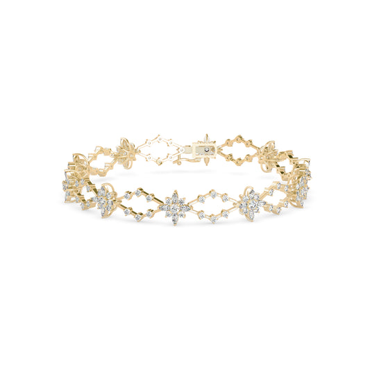 Marquise Shape & Round Cut Diamonds Floral Bracelet