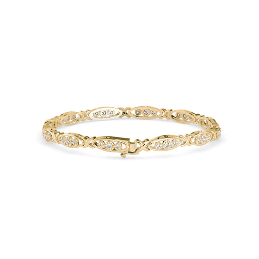 Round Cut Diamond Studded Gold Bracelet