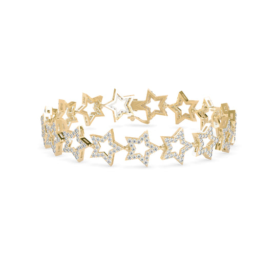 3 Carat Round Cut Diamonds Star-Shaped Chain Bracelet