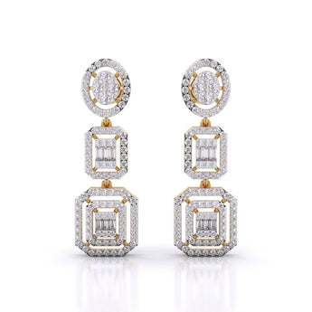 Buy Halo Cluster Diamond Dangler Earring from Ivana Jewels Best lab grown diamond jewellery brand