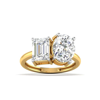 Buy Emerald & Oval Diamond Engagement Ring from Ivana Jewels Best lab grown diamond jewellery brand