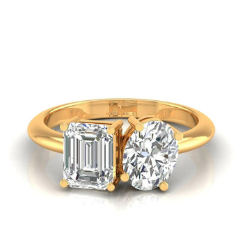 Buy Emerald & Oval Shape Diamond Engagement Ring from Ivana Jewels Best lab grown diamond jewellery brand