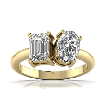 Buy Emerald & Oval Sparkle Diamond Engagement Ring from Ivana Jewels Best lab grown diamond jewellery brand