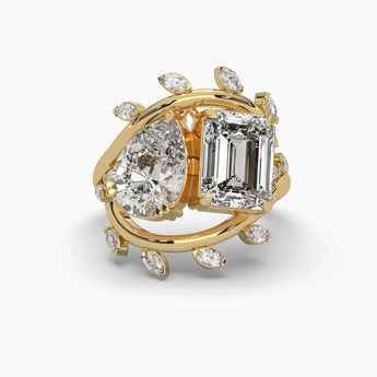 Buy Pear & Emerald Shape Diamond Cocktail Ring at Ivana Jewels Best lab grown diamond jewellery brand