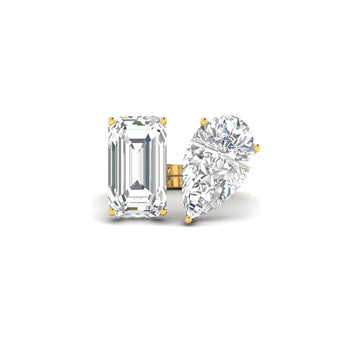 Toi et Moi Pear & Emerald Cut Diamond Ring Ivana Jewels