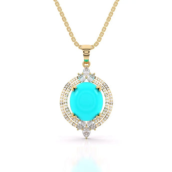Buy Turquoise Diamond Pendant Online from Ivana Jewels Best lab grown diamond jewellery brand