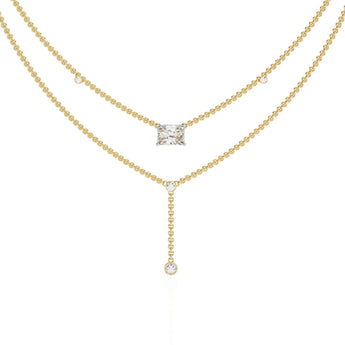Two-Tier Silver Chain Necklace with Crystal Accents Best lab grown diamond jewellery brand