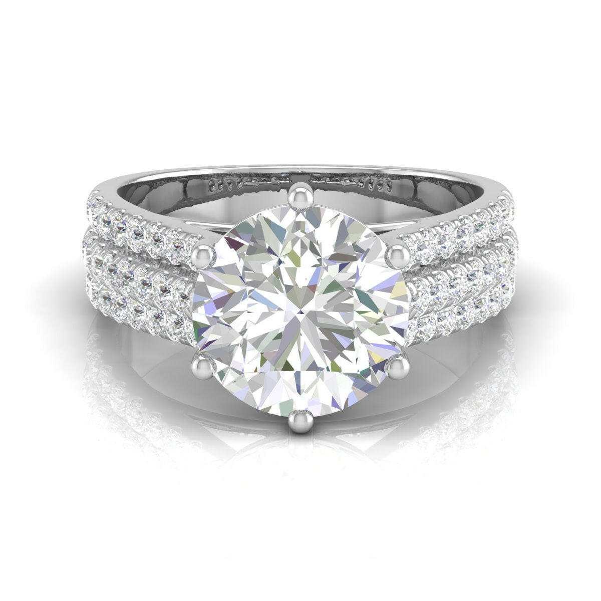 3 Carat Centre Solitaire Diamond Three Layers Ring