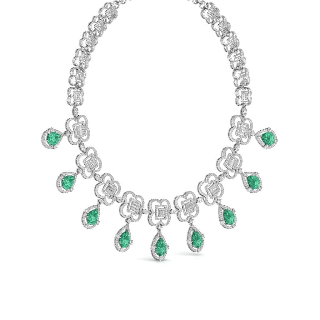 Fancy Shape Diamonds & Round Shape Diamonds Necklace