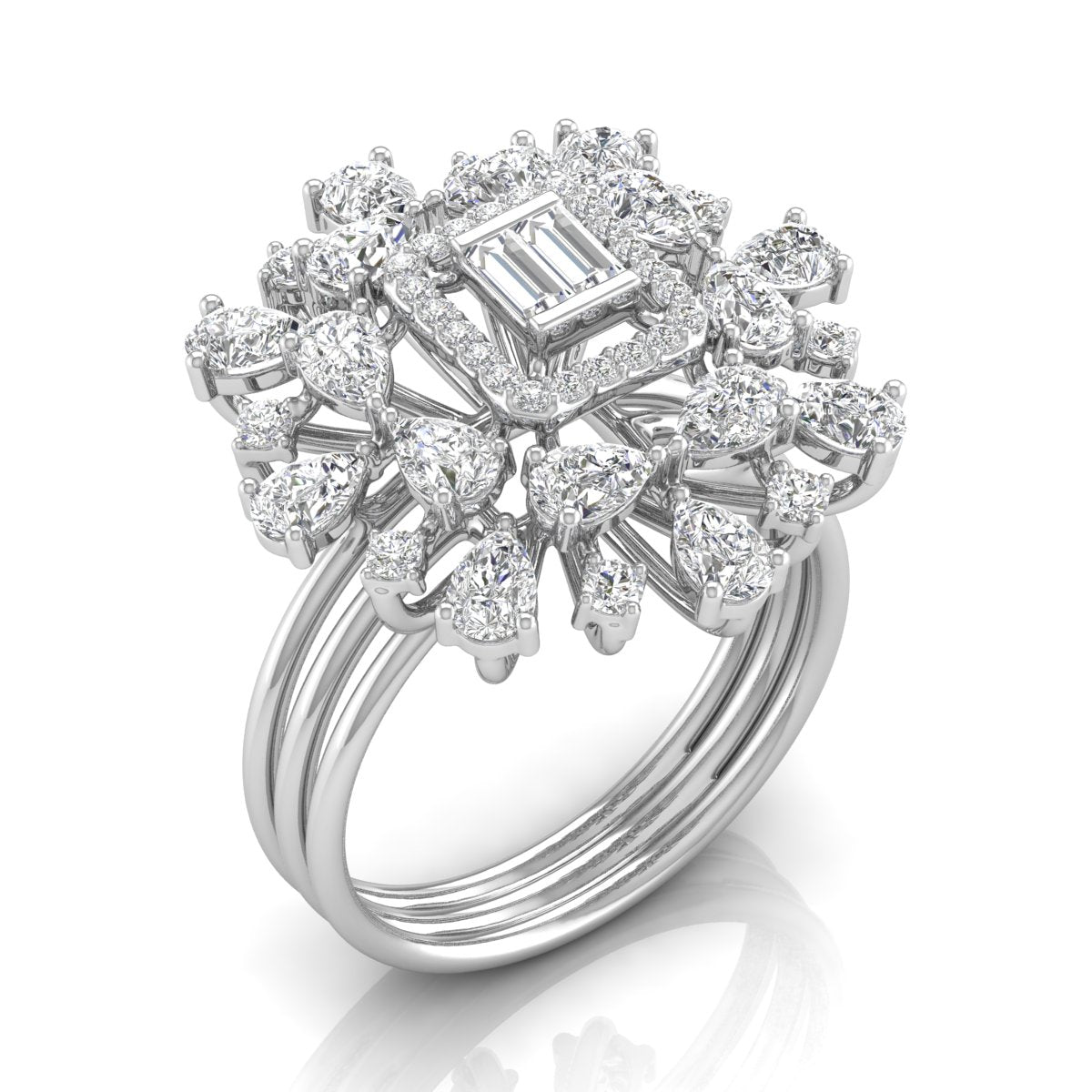 Floret Diamond Halo Ring