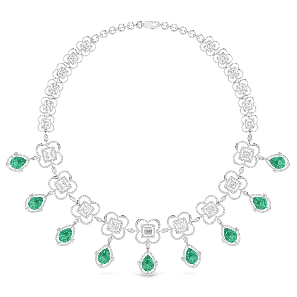 Fancy Shape Diamonds & Round Shape Diamonds Necklace