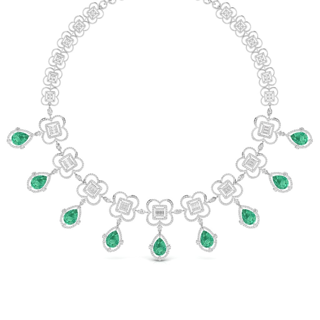 Fancy Shape Diamonds & Round Shape Diamonds Necklace