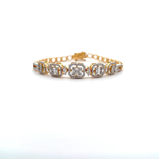 Baguette & Round Diamond Chain Bracelet