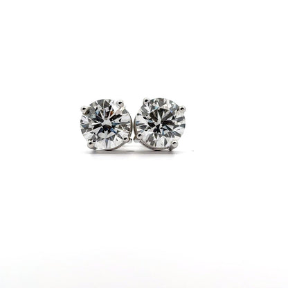 2.03 Carat Each Round Diamond Solitaire 4 Prong Setting Studs Earring