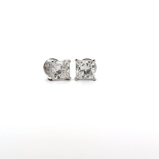 1.03 carat Each Princess Solitaire Diamond 4-Prong Basket Setting Stud Earring