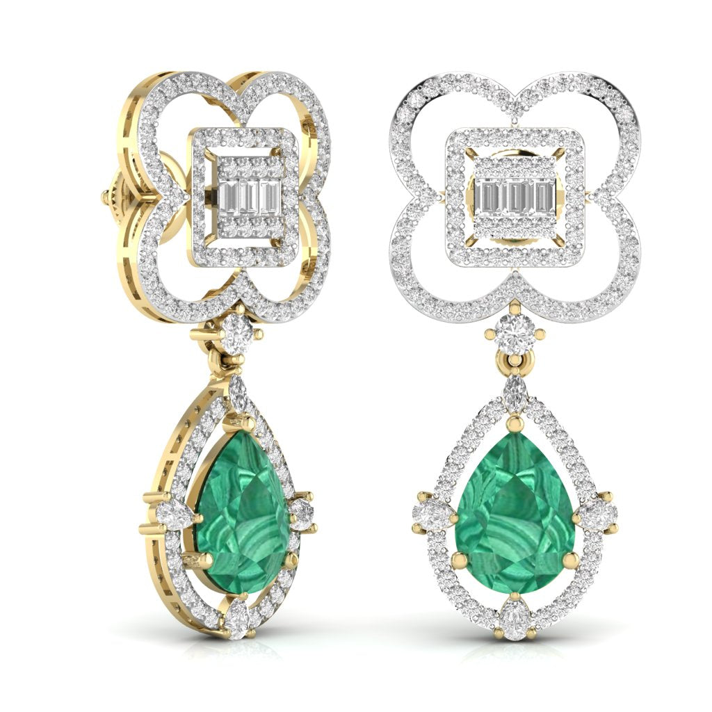 Fancy Shape Diamonds & Round Shape Diamonds Earring