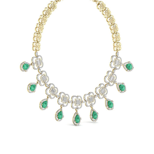 Fancy Shape Diamonds & Round Shape Diamonds Necklace