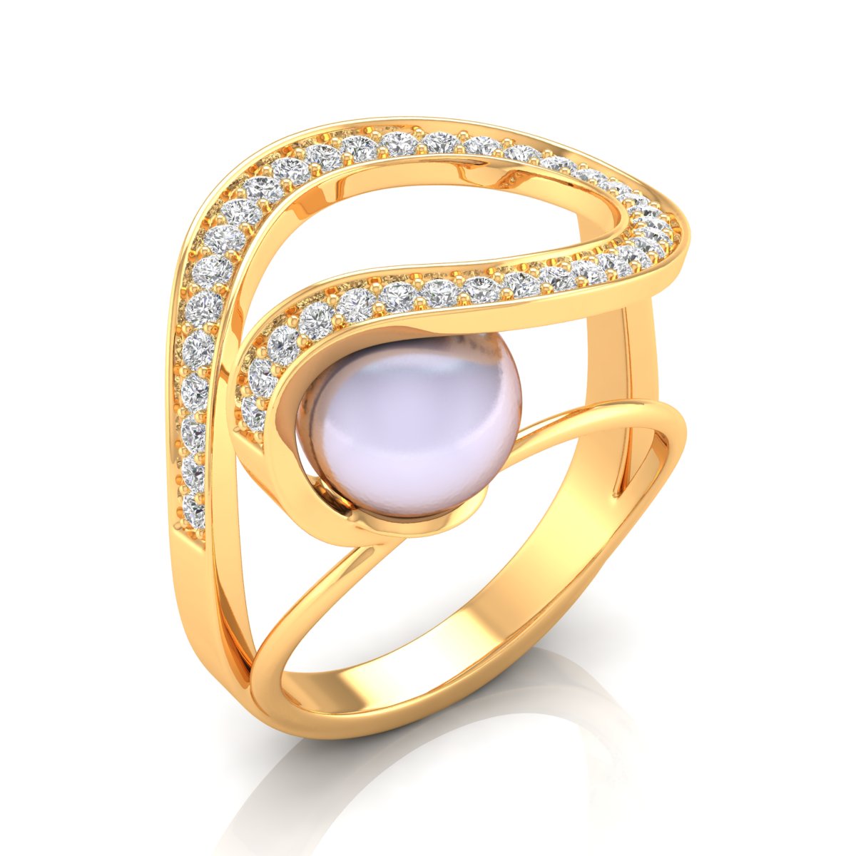 Double Halo Pearl Ring