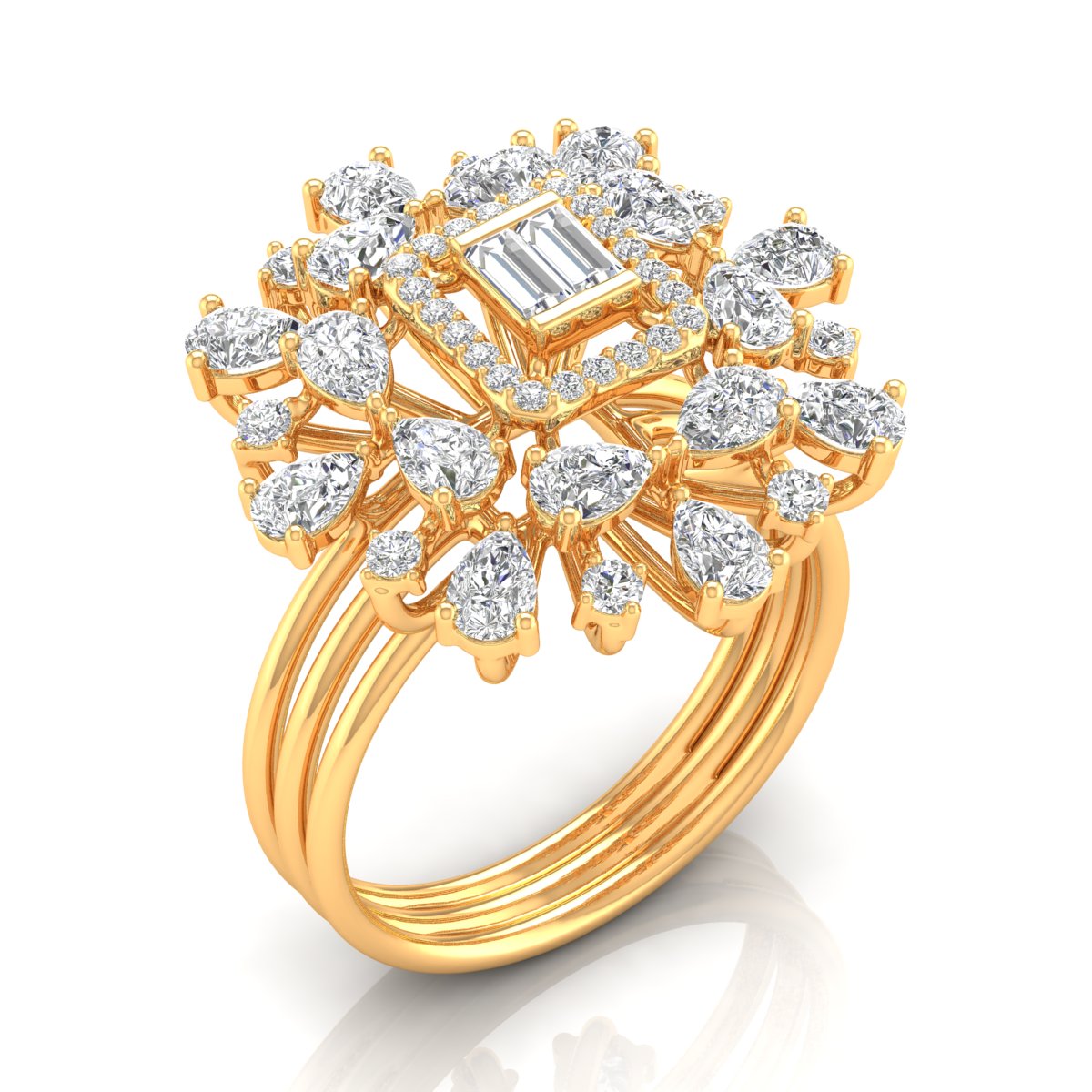 Floret Diamond Halo Ring