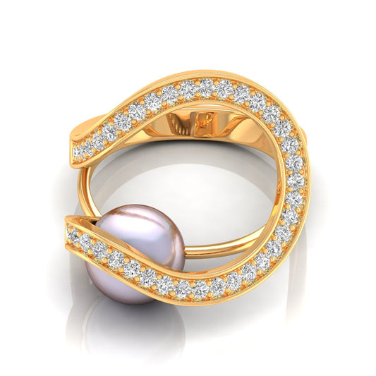 Double Halo Pearl Ring