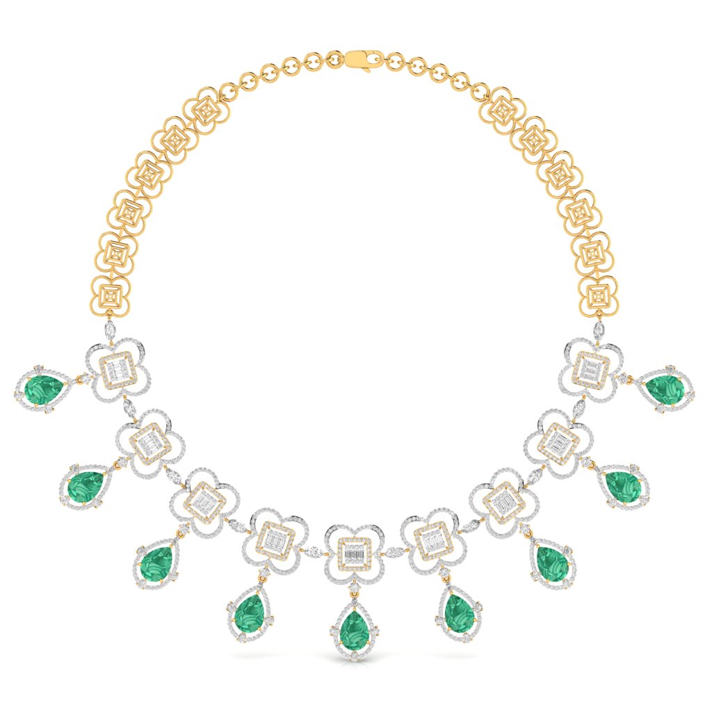 Fancy Shape Diamonds & Round Shape Diamonds Necklace