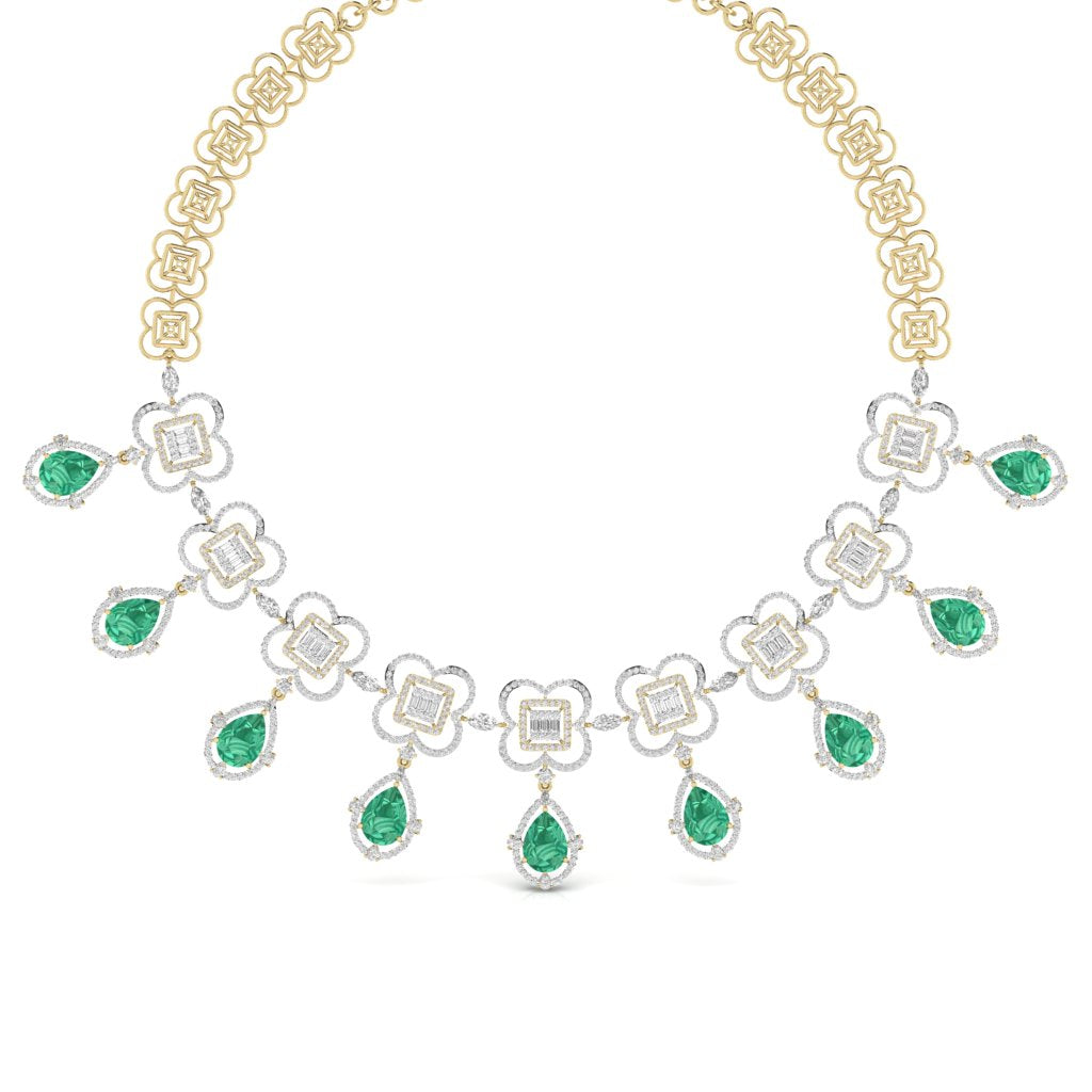 Fancy Shape Diamonds & Round Shape Diamonds Necklace