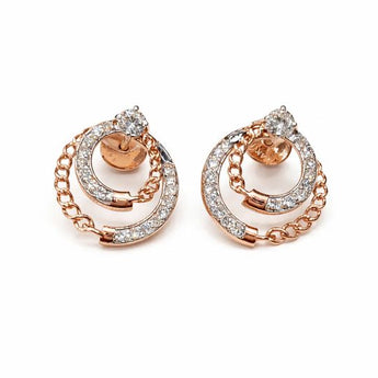 Modern Two-Tone Diamond Spiral Twist Earrings in Rose and White Gold