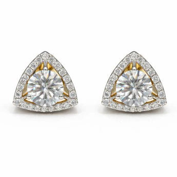Elegant Trillion Halo Diamond Stud Earrings