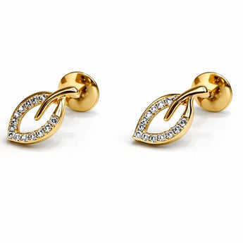 0.26ct Diamond Marquise Leaf Drop Earrings in 14kt Yellow Gold