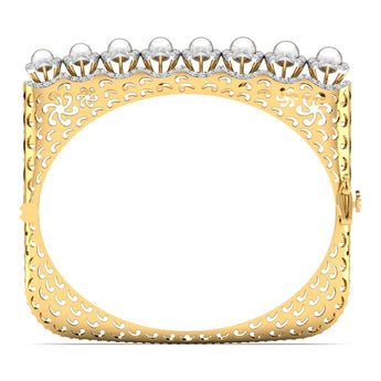 Ivana Jewels Bracelets Pearl Halo Diamond Bangle