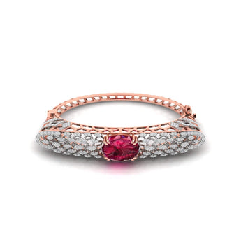 Ivana Jewels Bracelets Rose Gold / 14KT 12.42ct Oval Cabochon Diamond Bangle