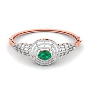 Ivana Jewels Bracelets Rose Gold / 14KT 5.8ct Halo Emerald Diamond Bangle