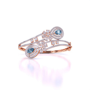 Ivana Jewels Bracelets Rose Gold / 14KT Aqua Colour Stone Fancy Pear Shape Royal Bangle