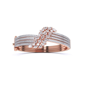 Ivana Jewels Bracelets Rose Gold / 14KT Curve Style Bracelet With Fancy & Round Diamonds Bangle