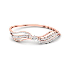 Ivana Jewels Bracelets Rose Gold / 14KT Curved Diamond Line Bangle