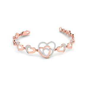 Ivana Jewels Bracelets Rose Gold / 14KT Diamond Accent Heart Bracelet