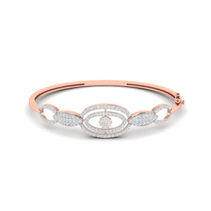 Ivana Jewels Bracelets Rose Gold / 14KT Diamond Accent Oval Bangle