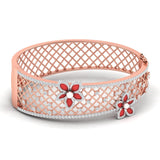 Ivana Jewels Bracelets Rose Gold / 14KT Diamond Floral Bangle