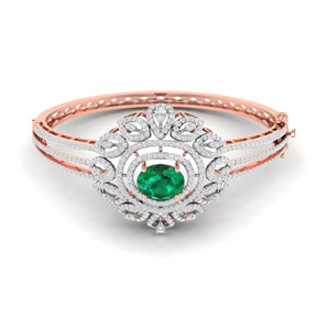 Ivana Jewels Bracelets Rose Gold / 14KT Elegant Emerald Diamond Bangle