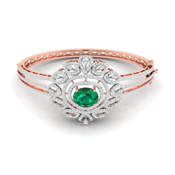 Ivana Jewels Bracelets Rose Gold / 14KT Elegant Emerald Diamond Bangle