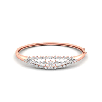 Ivana Jewels Bracelets Rose Gold / 14KT Floral Pattern Diamond Bangle